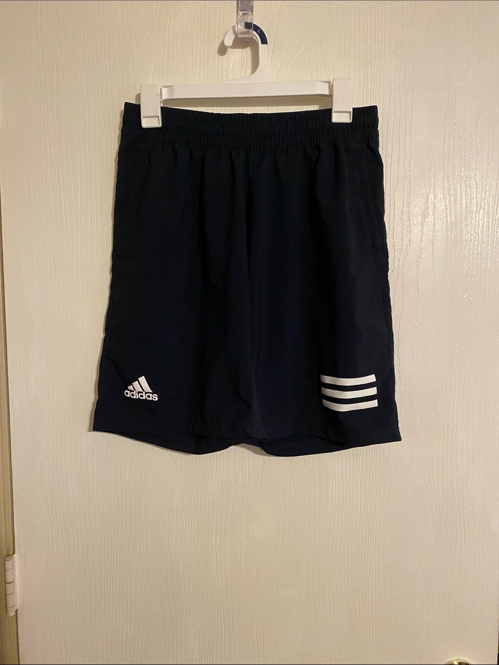 adidas Black Athletic Shorts with White Stripes